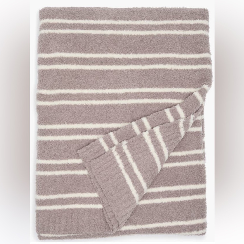 NWT Barefoot Dreams Horizontal Double Stripe CozyChic Soft Blanket - Picture 4 of 4